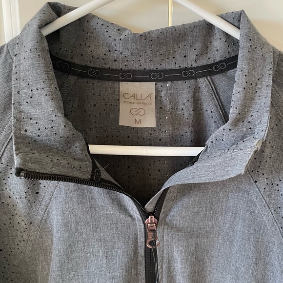 Calia by Carrie Underwood Woven Full Zip Jacket Caviar Heather Size Medium - Picture 8 of 14
